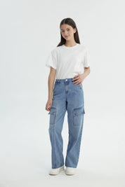 Jeans Niña Wide Leg Azul