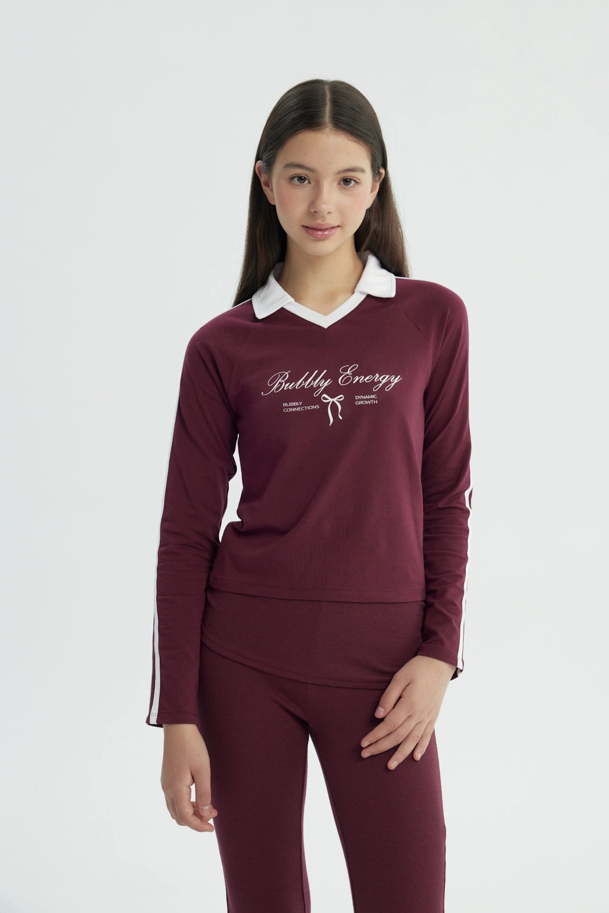 Polera Niña Slim Burdeo