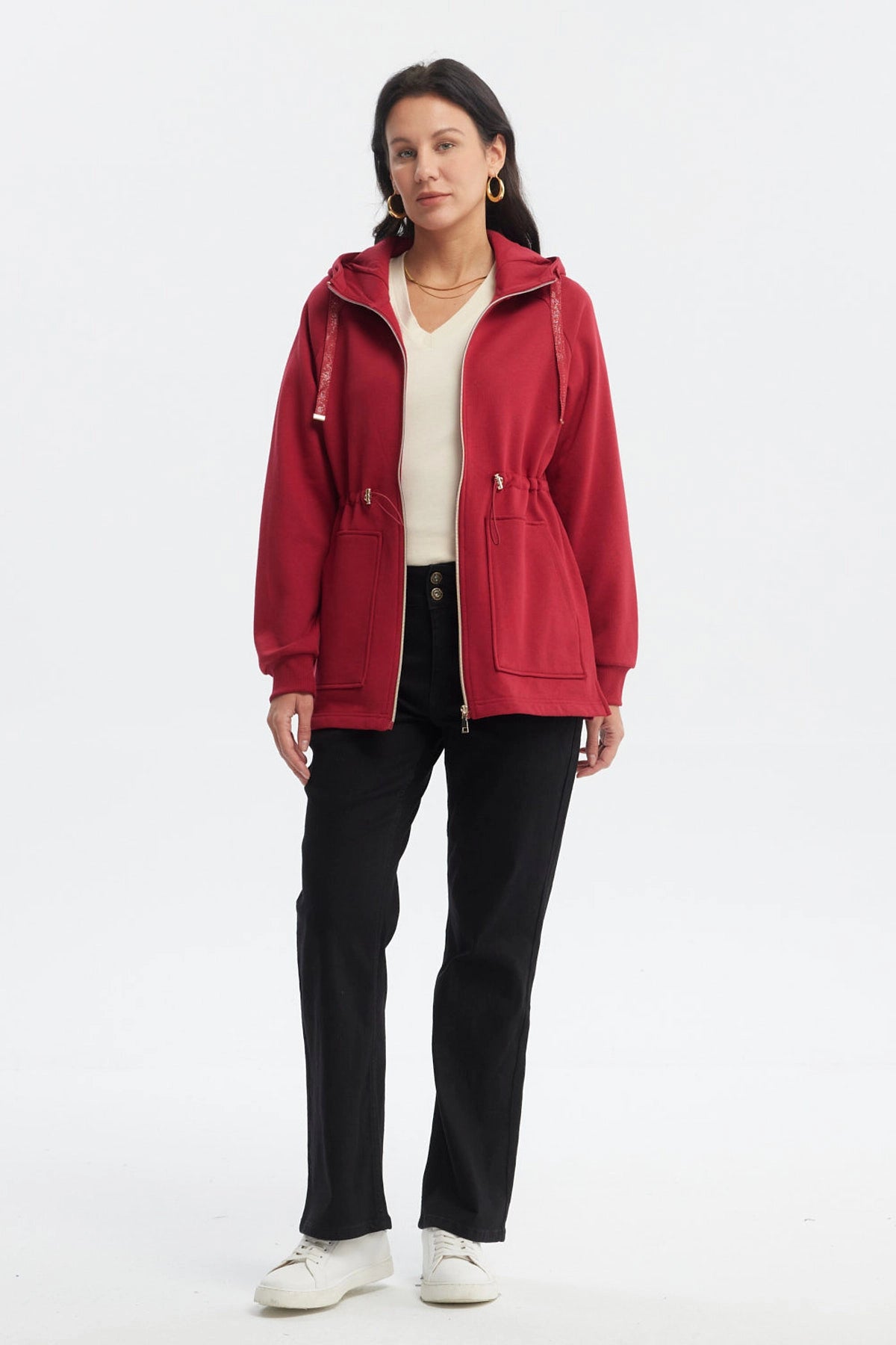 Polerón Mujer Cintura Ajustable Rojo