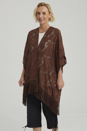 Blusa Mujer Tapado Con Flecos Café