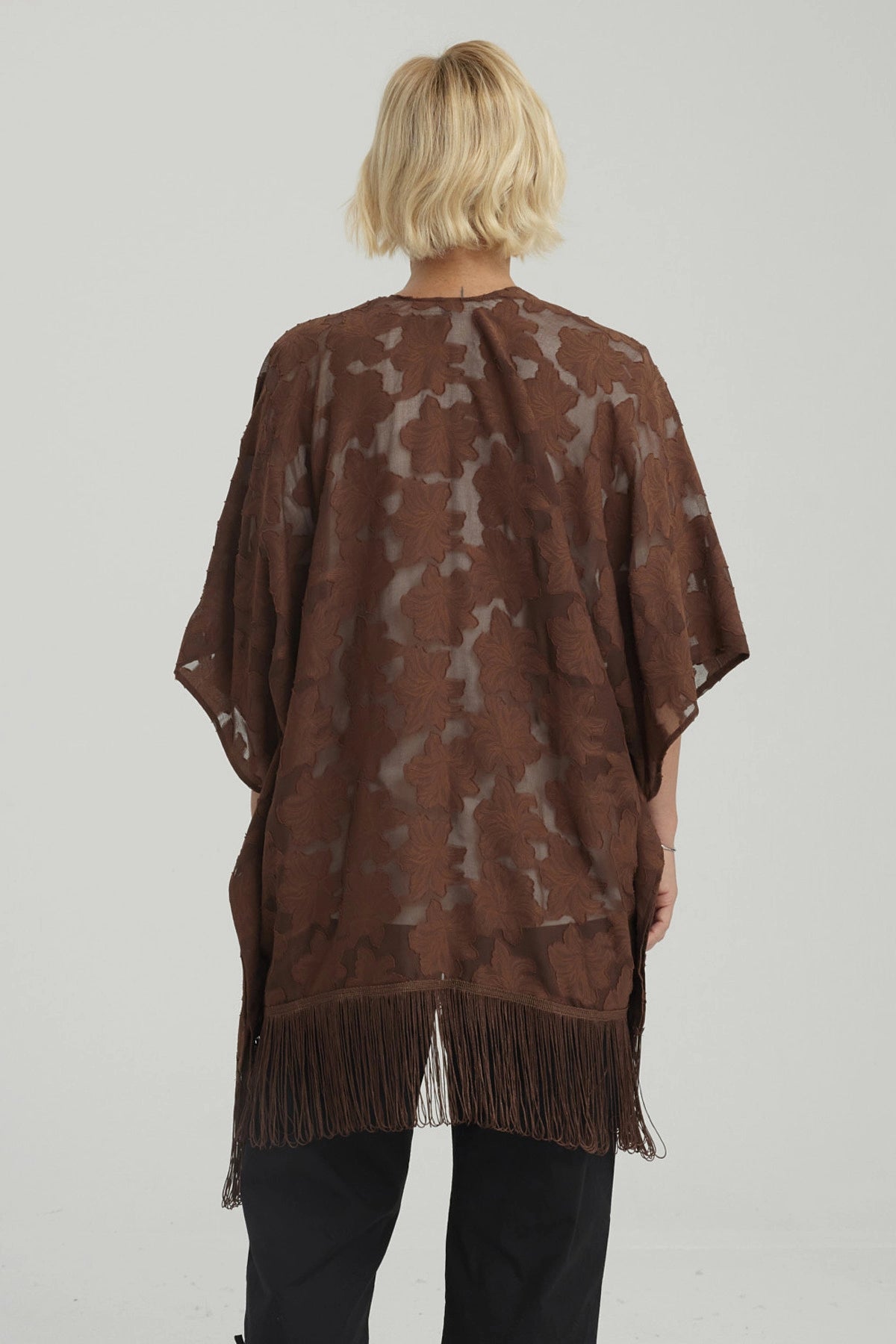 Blusa Mujer Tapado Con Flecos Café