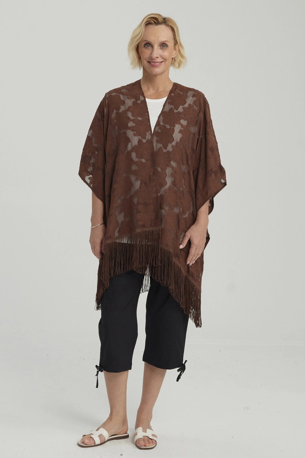 Blusa Mujer Tapado Con Flecos Café