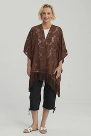 Blusa Mujer Tapado Con Flecos Café