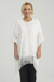 Blusa Mujer Tapado Con Flecos Crudo