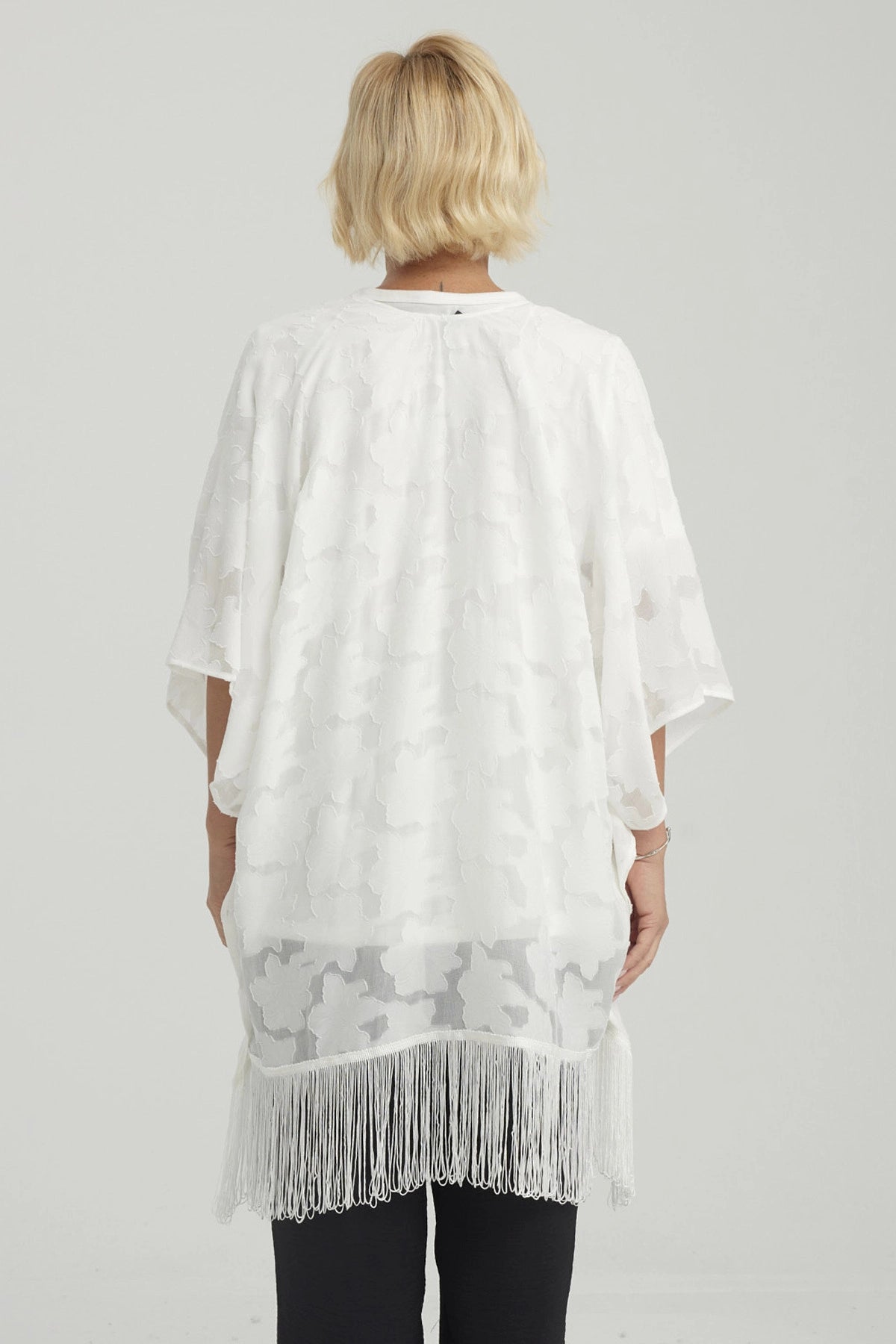 Blusa Mujer Tapado Con Flecos Crudo