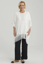 Blusa Mujer Tapado Con Flecos Crudo