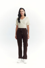 Pantalón Buzo Mujer Clásico Flare Café Oscuro