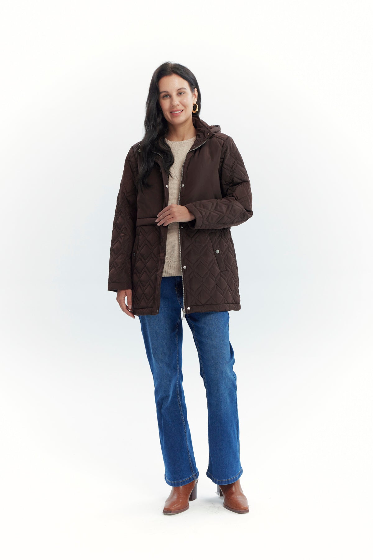 Parka Mujer Slim Café Oscuro