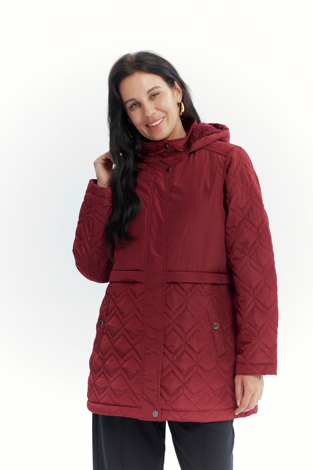 Parka Mujer Slim Rojo Oscuro