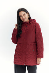 Parka Mujer Slim Rojo Oscuro