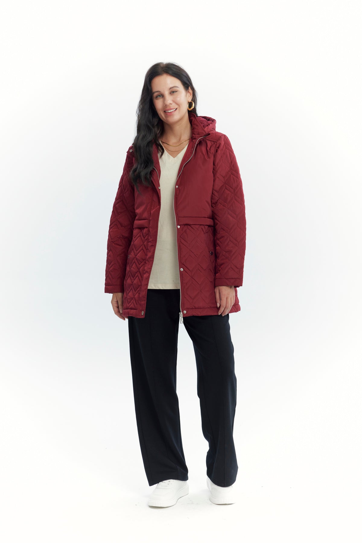 Parka Mujer Slim Rojo Oscuro