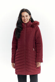 Parka Mujer Full Zipper Rojo Oscuro