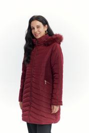 Parka Mujer Full Zipper Rojo Oscuro