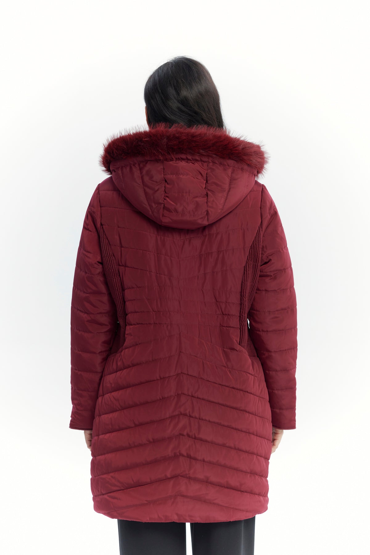 Parka Mujer Full Zipper Rojo Oscuro