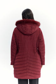 Parka Mujer Full Zipper Rojo Oscuro