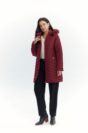 Parka Mujer Full Zipper Rojo Oscuro
