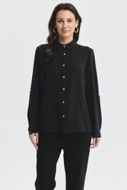 Blusa Mujer Roll Up Negro