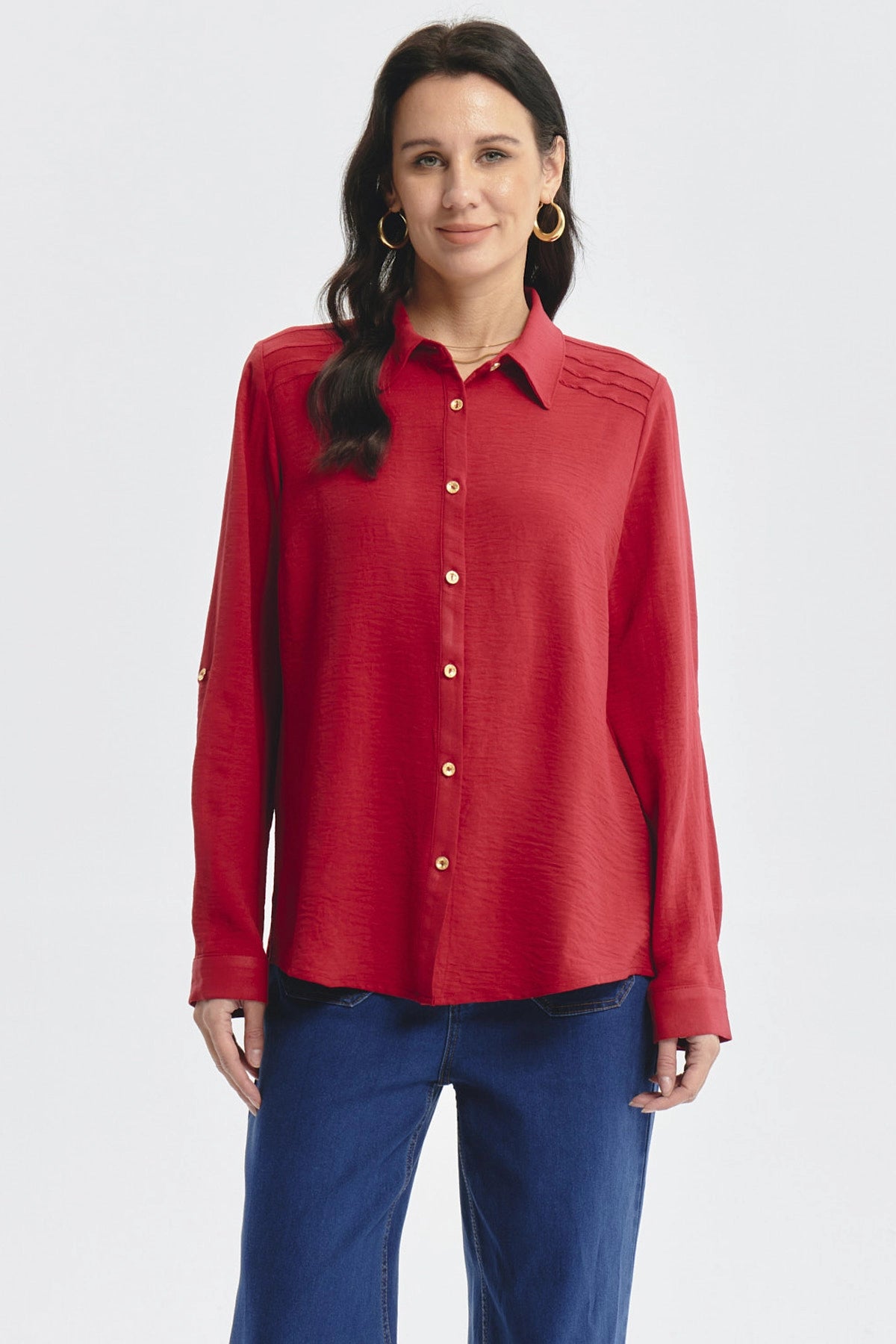 Blusa Mujer Weekend Manga Larga Roll Up Camel