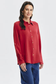 Blusa Mujer Roll Up Rojo