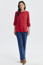Blusa Mujer Roll Up Rojo