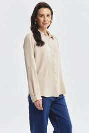 Blusa Mujer Roll Up Beige