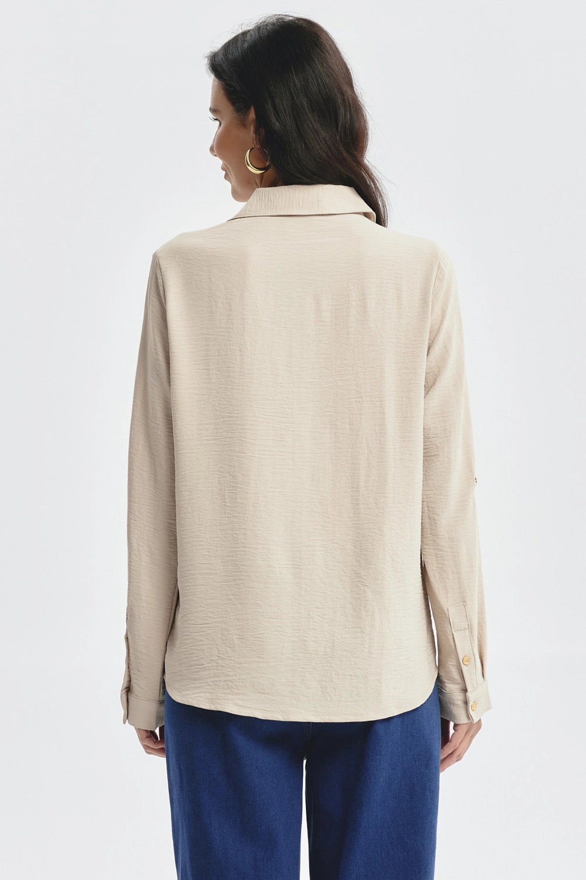 Blusa Mujer Roll Up Beige