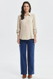 Blusa Mujer Roll Up Beige