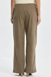 Pantalón Mujer Calce Recto Detalle Pretina Verde