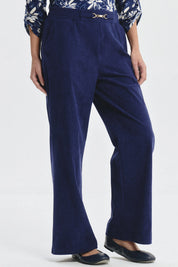 Pantalón Mujer Calce Recto Detalle Pretina Azul