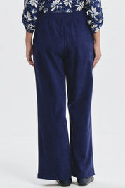 Pantalón Mujer Calce Recto Detalle Pretina Azul