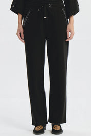 Pantalón Buzo Mujer Con Costura Frontal Negro