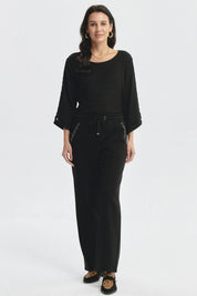 Pantalón Buzo Mujer Con Costura Frontal Negro