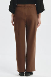 Pantalón Buzo Mujer Con Costura Frontal Café