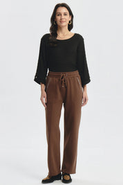 Pantalón Buzo Mujer Con Costura Frontal Café