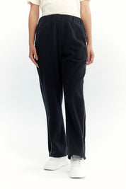Pantalón Buzo Mujer Calce Recto Micropolar Negro