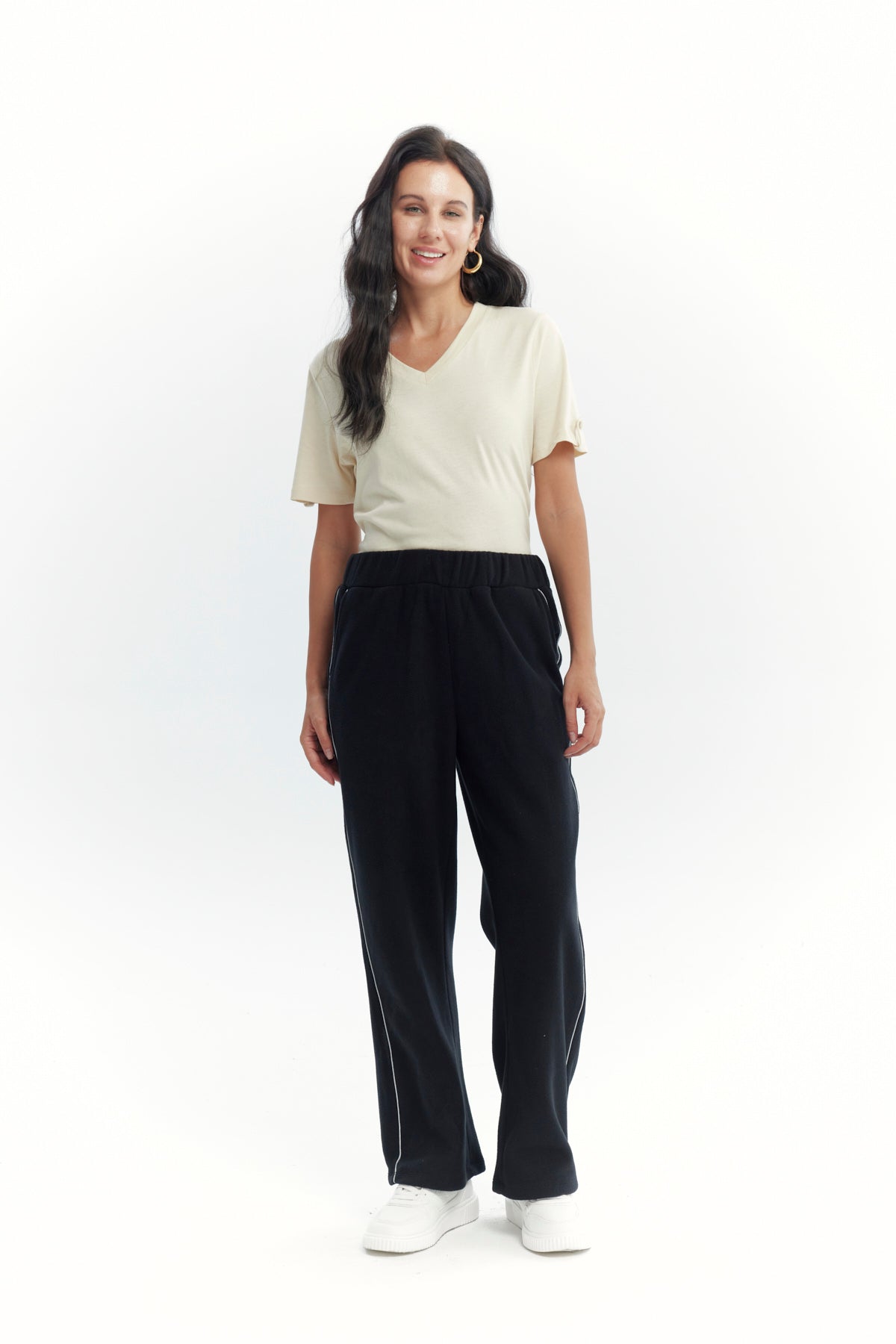 Pantalón Buzo Mujer Calce Recto Micropolar Negro