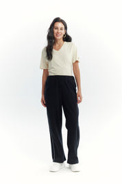 Pantalón Buzo Mujer Calce Recto Micropolar Negro