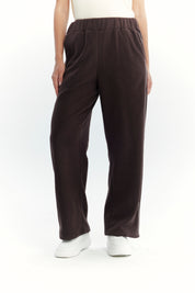Pantalón Buzo Mujer Calce Recto Micropolar Café Oscuro