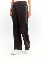 Pantalón Buzo Mujer Calce Recto Micropolar Café Oscuro