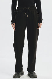 Pantalón Buzo Mujer Calce Recto Con Aplicación Negro