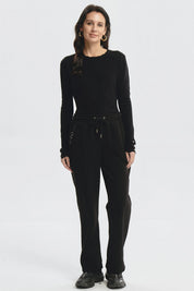 Pantalón Buzo Mujer Calce Recto Con Aplicación Negro