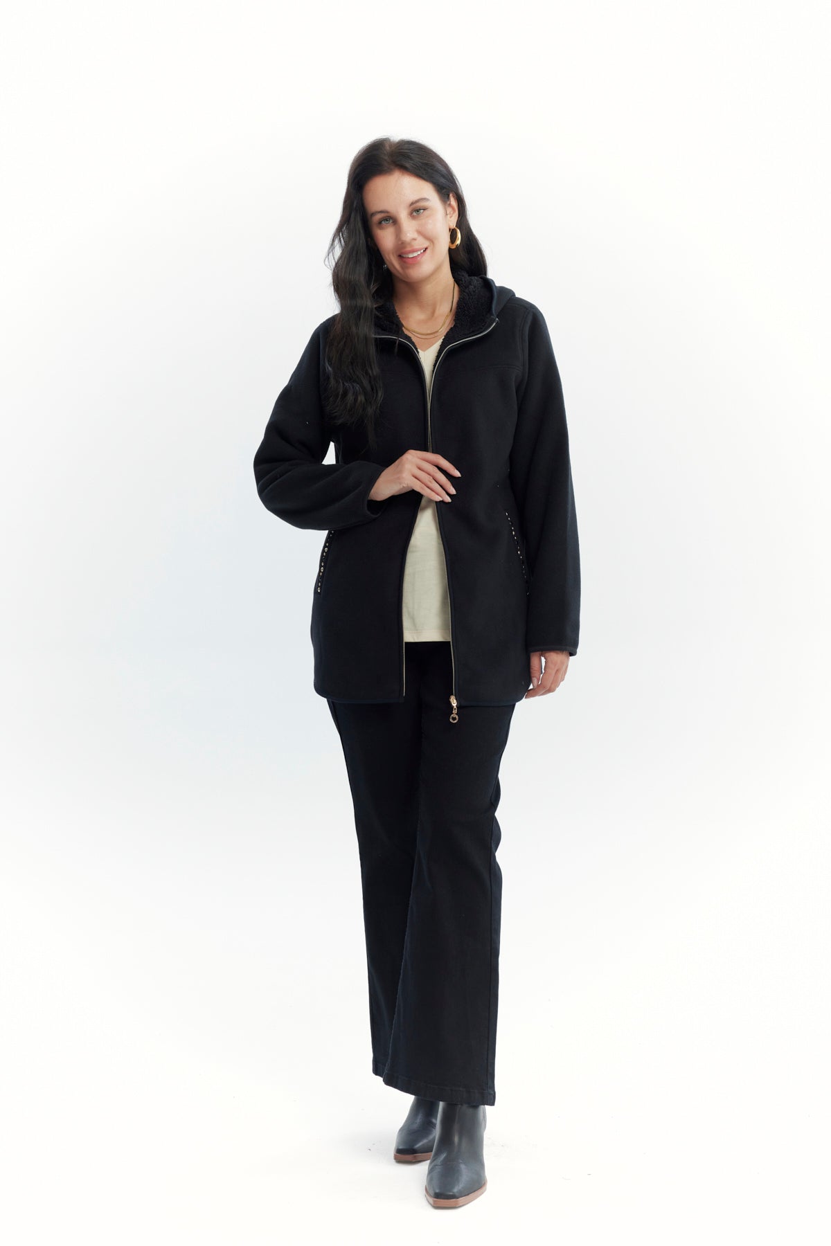 Polar Mujer Largo Detalle Strass Negro