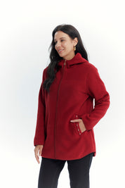 Polar Mujer Largo Detalle Strass Rojo Oscuro