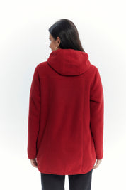 Polar Mujer Largo Detalle Strass Rojo Oscuro