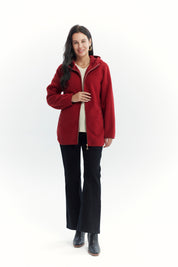 Polar Mujer Largo Detalle Strass Rojo Oscuro