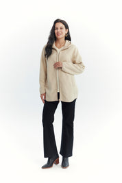 Polar Mujer Largo Detalle Strass Beige Oscuro