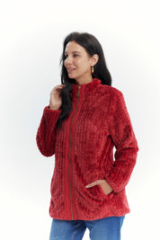 Polar Mujer Textura Rojo Oscuro