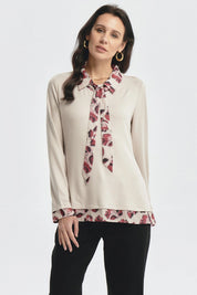 Polera Mujer Aplicación Pañuelo Beige