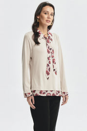 Polera Mujer Aplicación Pañuelo Beige