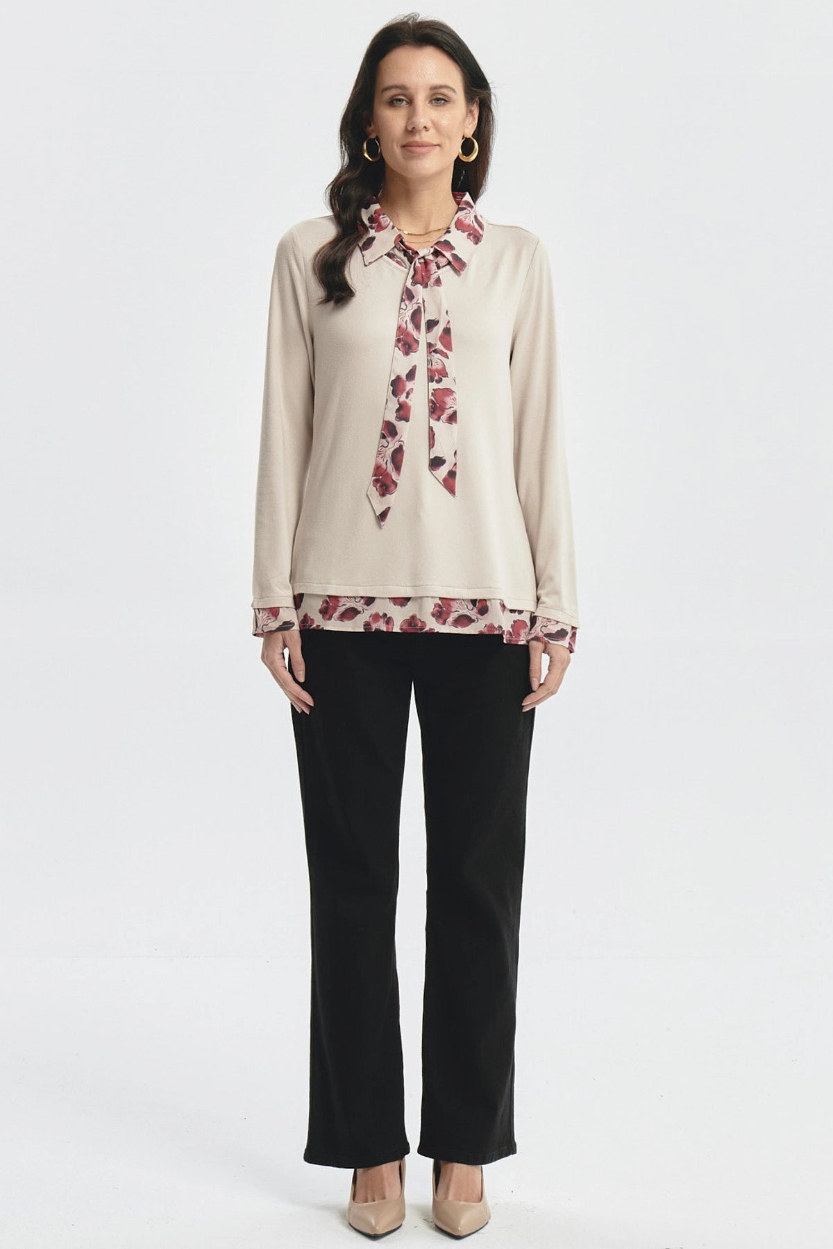 Polera Mujer Aplicación Pañuelo Beige